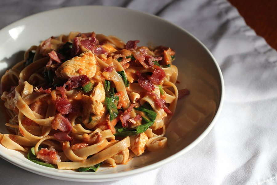 Chicken Bacon Spinach Tagliatelle