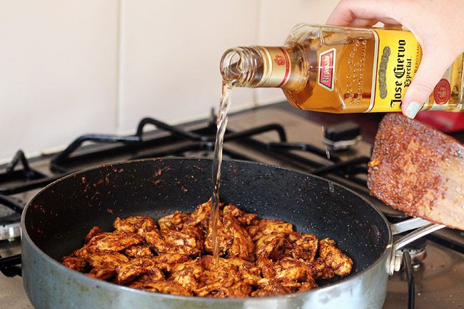 Add tequila to fajitas