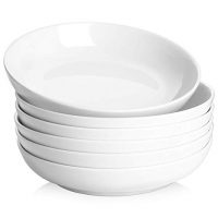 Y YHY 30 Ounces Porcelain Pasta, Salad, Soup Bowls, Large Serving Bowl Set, Wide & Flat, Set of 6, White