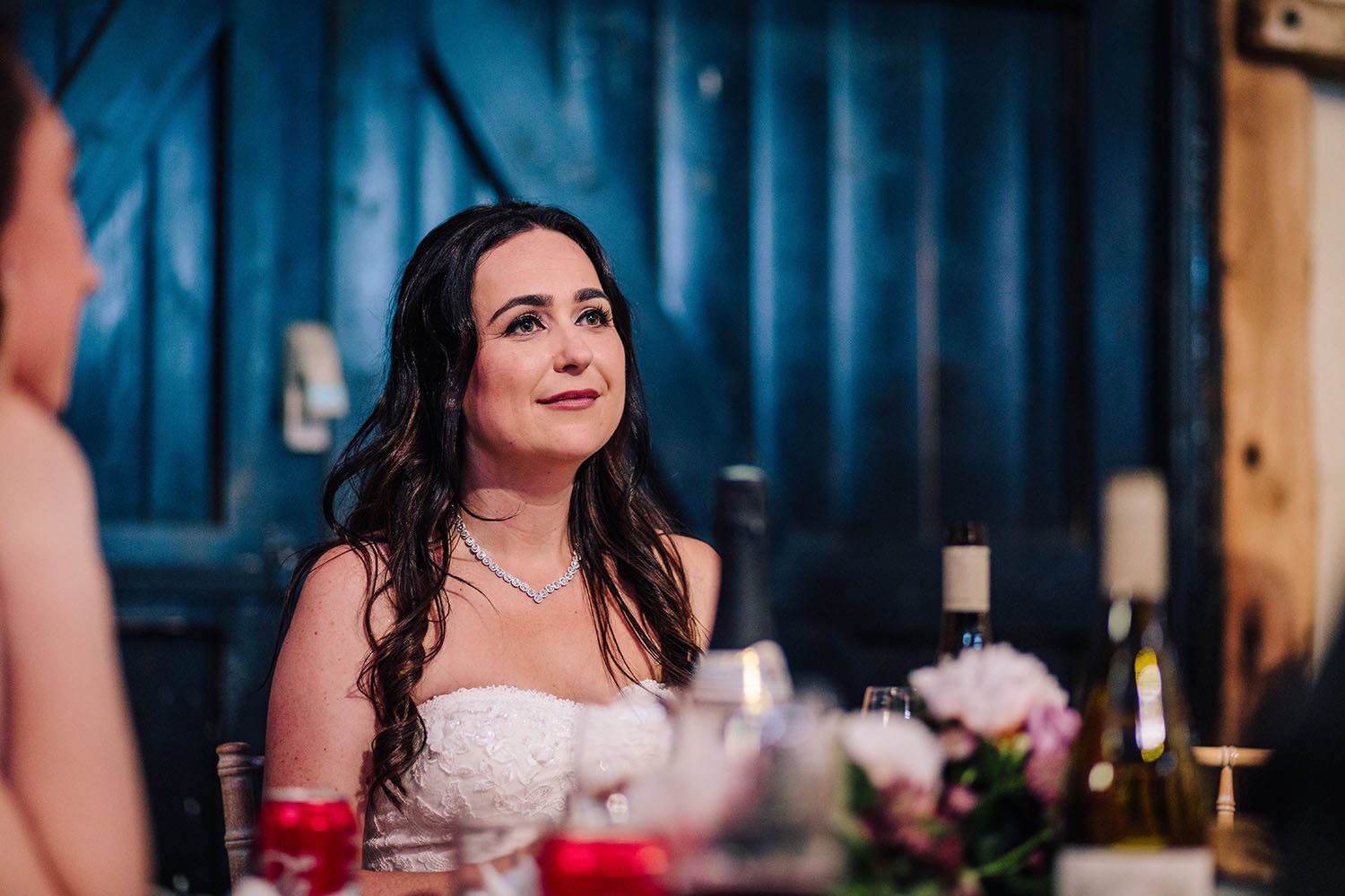 Bride listening to speeches